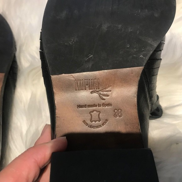 Anthropologie Kupuri Spain Fringe Bootie Black Bohemian Boho Ankle Boots Size7.5 - Picture 9 of 9